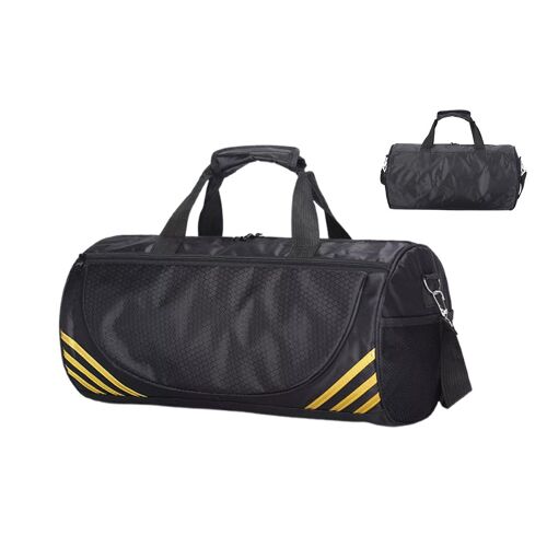 Grand sac de sport imperméable avec bandoulière réglable et multiples poches - Jaune