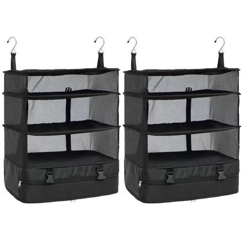 Lot de 2 trousses de toilette suspendues à trois compartiments pour voyage