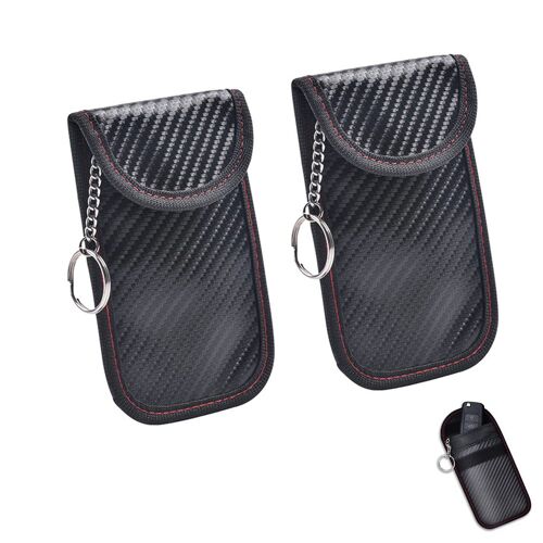 Lot de 2 pochettes Faraday pour porte-clés avec protection RFID contre les interférences, pour voiture.