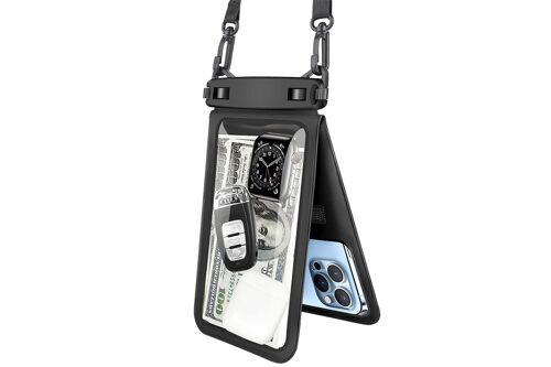 Pochette étanche pour téléphone avec cordon pour une utilisation sous-marine, double compartiment, protection IPX8