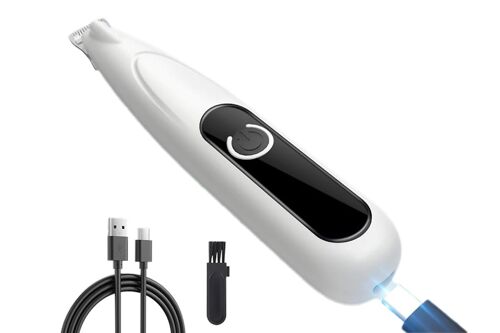 Tondeuse À Pattes Sans Fil Pour Chien Avec Lumière Led Pour Toiletter Les Pattes, Les Oreilles, Le Visage Et Le Croupion - Blanche