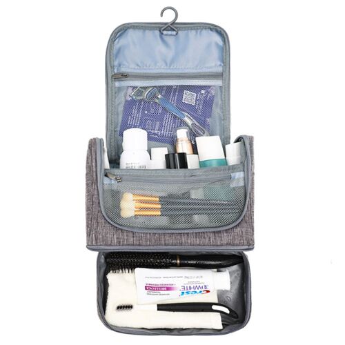 Trousse de toilette et de maquillage de voyage suspendue, double compartiment et crochet