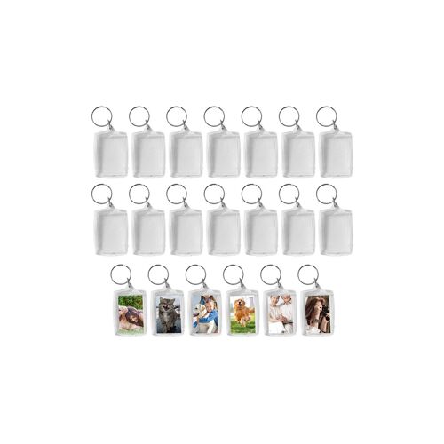 Lot de 20 porte-clés photo en acrylique transparent pour cadres photo personnalisés à faire soi-même