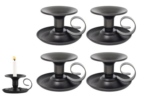Lot de 4 bougeoirs coniques en fer noir pour Thanksgiving et Noël