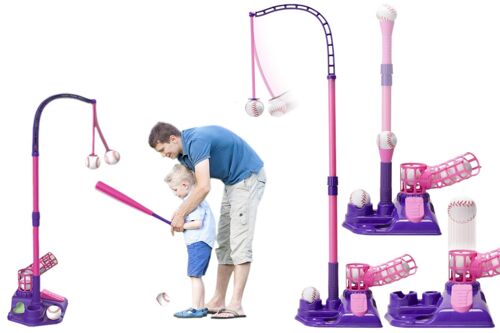 Ensemble de tee-ball pour enfants avec lanceur automatique, tee de frappe réglable, balles de baseball et accessoires