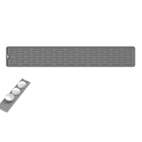 Tapis de robinet en silicone gris pour protéger la bonde d'évier et servir de rangement - Gris