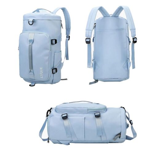 Sac De Voyage/Sac À Dos De Sport Avec Compartiment À Chaussures Et Séparation Pour Vêtements Secs Et Humides - Bleu