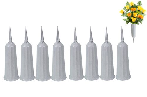 Ensemble de 8 vases funéraires avec picots pour la décoration de tombes, porte-fleurs en résine, hauteur 25 cm