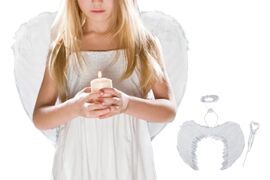 Ensemble De Déguisement Ailes D'ange Et Auréole Pour Filles - Comprend Des Ailes, Un Bandeau Et Une Baguette Magique
