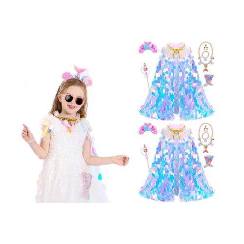 Kit De Déguisement De Sirène Pour Filles - Ensemble De Costume De Princesse 18 Pièces Avec Accessoires