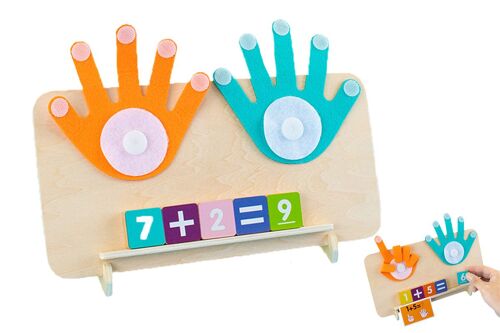 Ensemble de manipulation mathématique en bois pour enfants - Blocs de chiffres, tableau à doigts et cartes