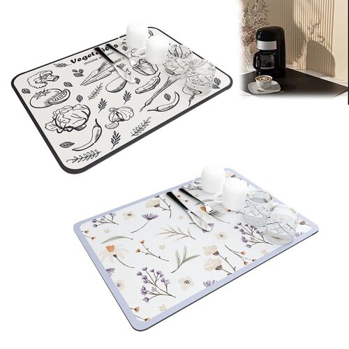 Lot De 2 Tapis Égouttoirs À Vaisselle À Séchage Rapide Pour Plan De Travail Et Appareils De Cuisine