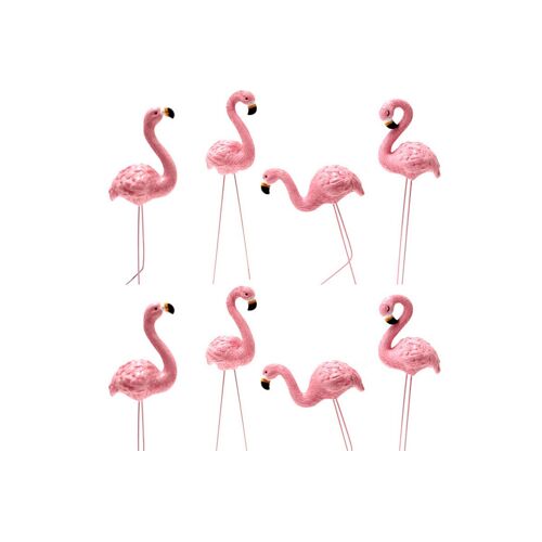 Lot de 8 mini-statues décoratives pour jardin, flamants roses, à planter dans le jardin