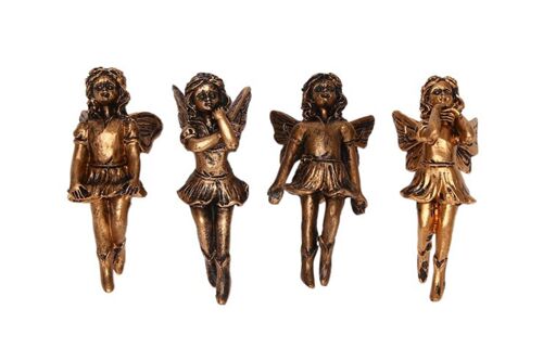 Lot De 4 Statues De Fées En Résine Pour La Décoration De Jardin, Sculptures Suspendues En Forme De Tasse Pour Le Bord Des Paniers De Fleurs
