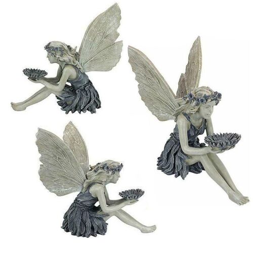 Lot de 3 statues d'anges féeriques en résine pour mangeoires à oiseaux, décoration de jardin et de cour