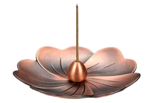 Porte-encens en forme de fleur de cerisier avec récupérateur de cendres amovible pour bâtonnets et cônes