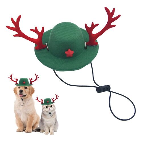 Chapeau De Noël Pour Animaux De Compagnie Avec Bois De Renne Pour Chiens Et Chats - Accessoire De Déguisement Pour Les Fêtes