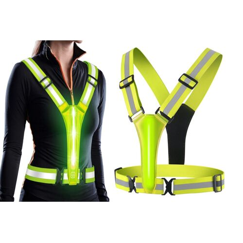 Gilet Réfléchissant Led Rechargeable Usb Pour La Course À Pied, Le Cyclisme Et L'équitation - Jaune