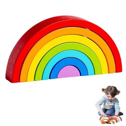 Blocs de puzzle empilables arc-en-ciel pour enfants - Jeu d'éveil pour les tout-petits de 3 à 6 ans