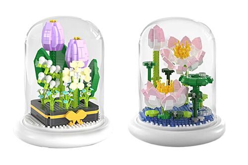 Ensemble de 2 blocs de construction en forme de fleurs pour la décoration de la maison et du bureau