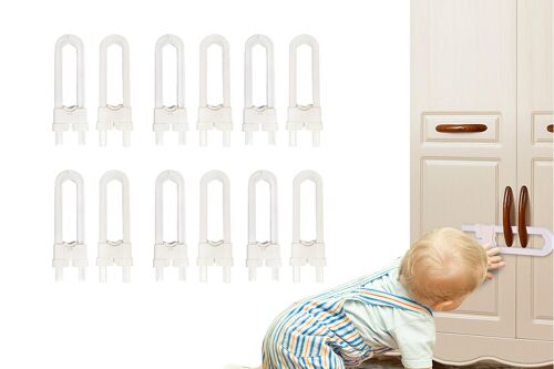 Lot de 12 verrous coulissants réglables en forme de U pour armoire, pour une sécurité et une protection optimales.