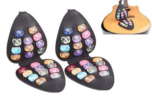 Étui porte-médiators avec 22 médiators, pochette de rangement en cuir PU, lot de 2