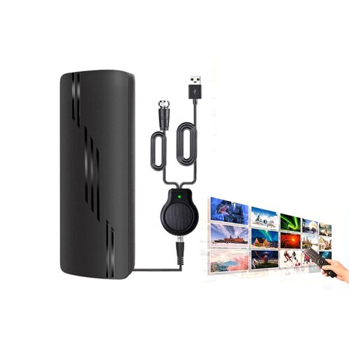 Antenne TVHD intérieure/extérieure avec amplificateur et câble coaxial de 9,3 m, compatible 4K et 1080p, amplificateur de signal