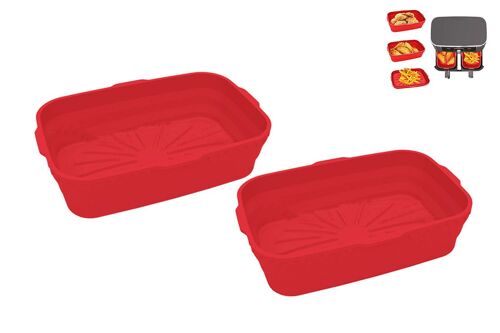 Lot de 2 tapis de cuisson en silicone pour friteuse à air, de qualité alimentaire, pliables, antiadhésifs, compatibles lave-vaisselle et résistants à la chaleur.