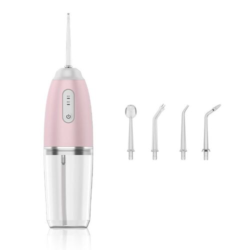 Hydropulseur Dentaire Sans Fil Rechargeable Et Portable Avec 4 Embouts Et Chargement Usb - Rose