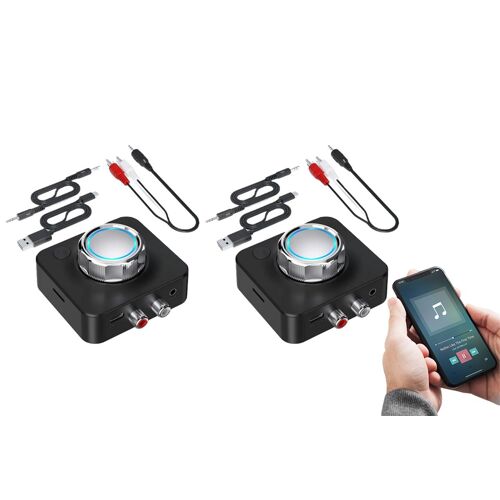 Adaptateur récepteur audio Bluetooth 5.0 pour chaîne hi-fi domestique - Lot de 2, diffusion de musique sans fil, compatible 3,5 mm/RCA