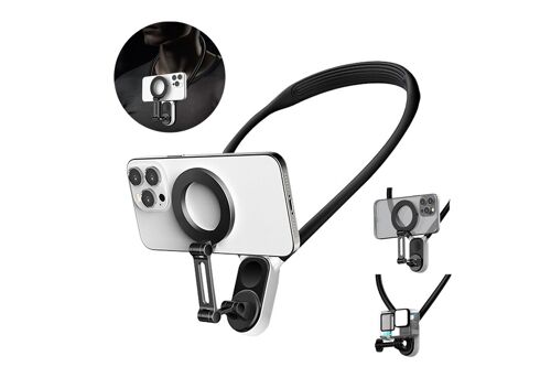 Support magnétique pour téléphone à porter autour du cou pour enregistrement vidéo mains libres et selfies