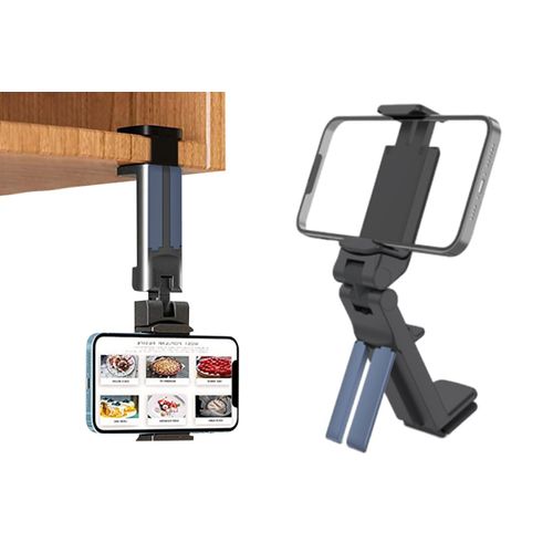 Support de téléphone pliable et réglable, support de voyage, fixation de bureau par pince