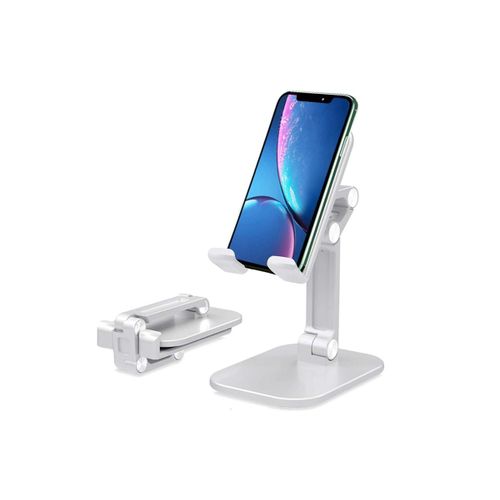 Support pliable pour tablette et téléphone de bureau - Support réglable pour iPad et smartphones - Blanc