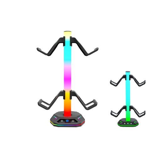 Support pour manette de jeu et casque RGB avec ports USB et crochets détachables