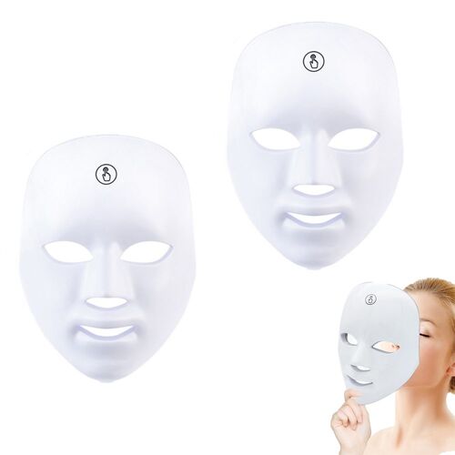Lot De 2 Masques Faciaux Led À 7 Couleurs Pour La Luminothérapie Photonique Et Les Soins De La Peau.