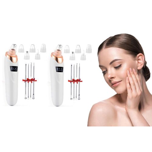 Lot De 2 Extracteurs De Points Noirs Avec 5 Embouts À Succion Et Chargement Usb Pour Le Nettoyage Du Visage 