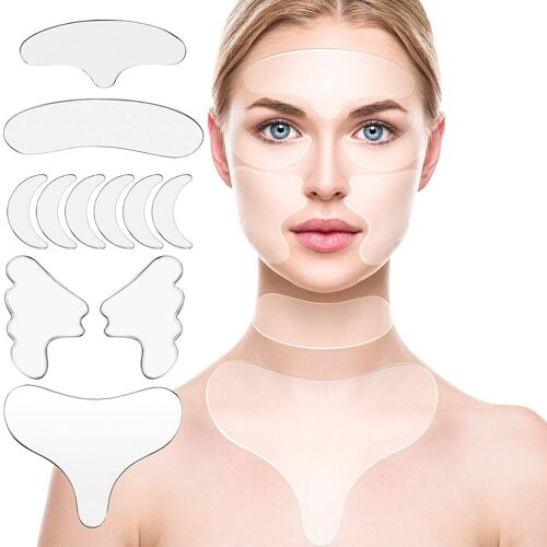 Ensemble De 11 Patchs Anti-Rides En Silicone Pour Le Visage, Le Cou Et Le Décolleté