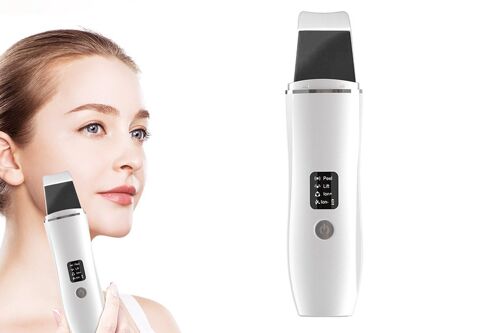 Spatule Faciale 4 En 1 Pour L'extraction Des Points Noirs, Dotée Des Technologies Ultrasonique Et Ems.