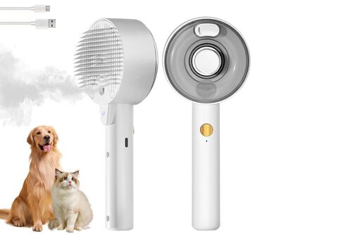 Brosse Pour Chat 3 En 1 Avec Spray Vapeur, Stérilisation Uvc Et Peigne De Massage - Rose