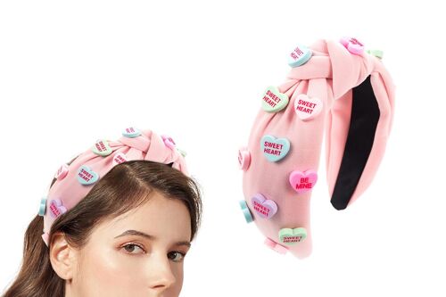 Bandeau À Chignon En Forme De C?Ur Pour La Saint-Valentin - Accessoire Pour Cheveux Rose 
