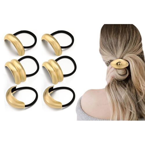 Lot De 6 Élastiques À Cheveux En Métal Doré Pour Cheveux Épais - Attaches-Queues Extensibles