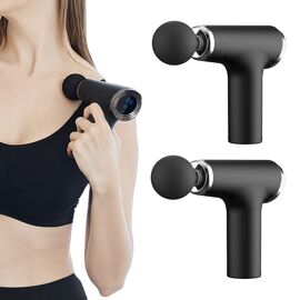 Pistolet De Massage Portable (Lot De 2) Pour Soulager Les Muscles, Avec 4 Têtes De Massage Et Vitesses Réglables.