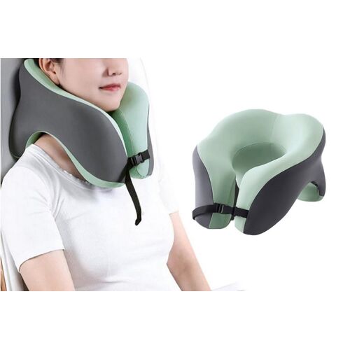 Oreiller de voyage en mousse à mémoire de forme en forme de U avec cordon de serrage réglable et sac de transport