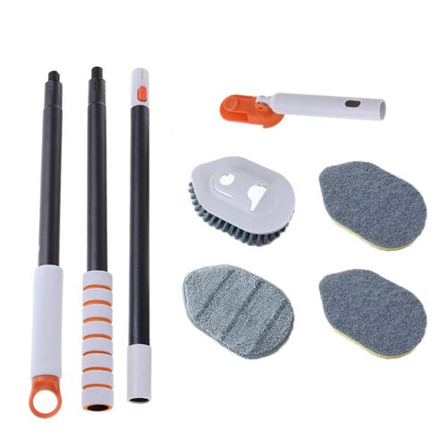 Brosse De Douche 3 En 1 Avec Manche Réglable Et Têtes De Nettoyage Remplaçables Pour Le Nettoyage De La Salle De Bain Et Du Carrelage 