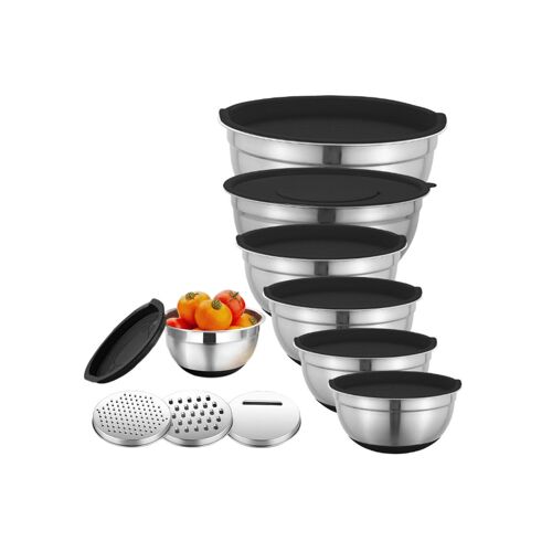 Ensemble De 6 Bols Mélangeurs En Acier Inoxydable Avec 3 Râpes, Conception Empilable Pour Une Utilisation En Cuisine