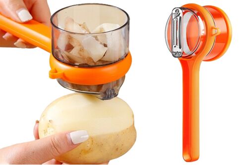 Éplucheur À Fruits Avec Récipient De Rangement Et Lame À Double Tranchant Pour Éplucher Et Trancher Facilement