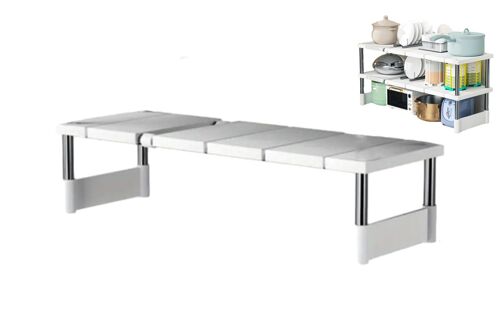 Organisateur Sous Évier Réglable Avec Étagère Amovible Et Support Métallique