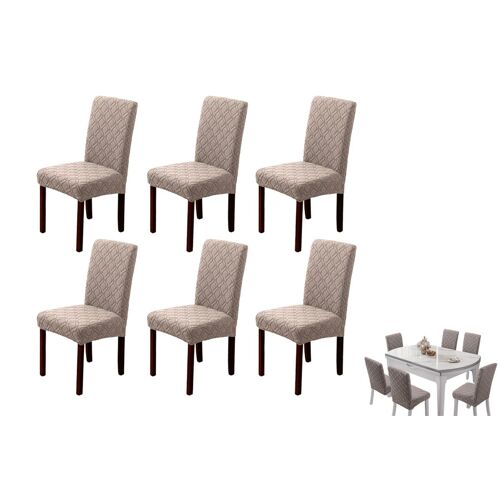 Lot de 6 housses de chaise universelles en jacquard pour salle à manger, mariage, fête et banquet