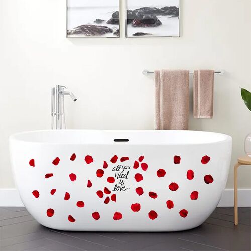 Lot de 2 autocollants muraux en forme de pétales de rose pour la décoration de la salle de bain.