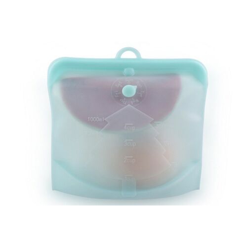 Sac De Conservation Alimentaire Réutilisable En Silicone Avec Joint Étanche Et Graduations, 500 Ml, Bleu